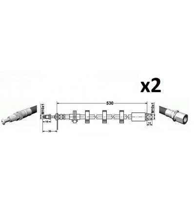 2 Flexibles de frein avant Peugeot 406