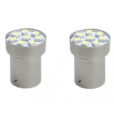 Ampoule feu diurne - 2 Ampoules LED BA15s G18 SMD 5050 Blanche 12V L088W