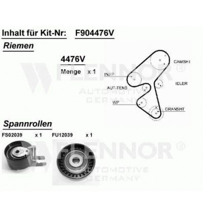 Distribution - Kit distribution pour Peugeot 107 206 207 307 Citroën Xsara C2 C3 1.4 hdi DV4 KD459.38