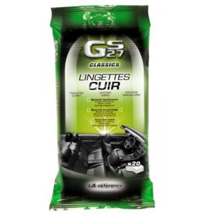 20 Lingettes nettoyante pour le Cuir Nettoyant Cuir et Tissu GS27