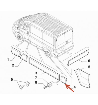 Baguette de protection latérale gauche Jumper Ducato Boxer Autre