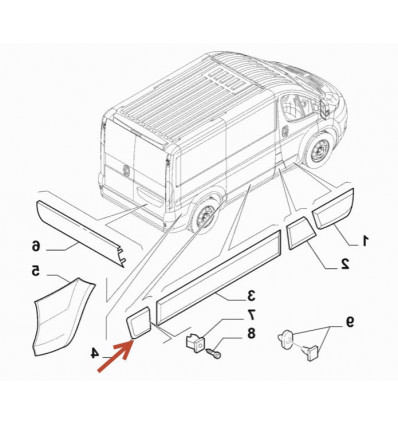 Baguette de protection latérale droite Jumper Ducato Boxer Baguette de protection latérale