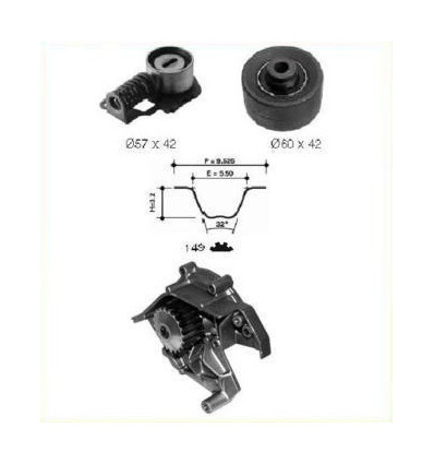 Distribution - Kit distribution+pompe à eau Ulysse, Zetta, 406,806,XM,Xantia,Evasion KD459.09+C112
