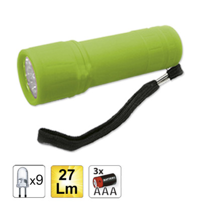 Outillage - Lampe torche de 9 leds, vert 52555