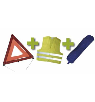 Outillage - Kit de sécurité + pochette bleue avec rivet + gilet fluo + triangle de presignalitsation 53087