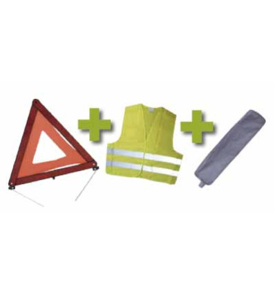 Outillage - Kit de sécurité + pochette gris avec rivet + gilet fluo + triangle de presignalitsation 53088