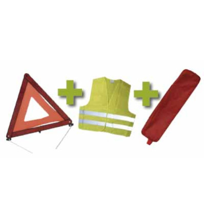 Outillage - Kit de sécurité + pochette rouge avec rivet + gilet fluo + triangle de presignalitsation 53090