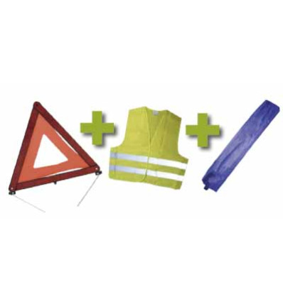 Outillage - Kit de sécurité + pochette minie bleue + gilet fluo + triangle de presignalitsation 53091
