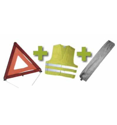 Outillage - Kit de sécurité + pochette minie gris + gilet fluo + triangle de presignalitsation 53092