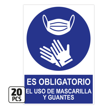 Outillage - Kit d’affiches « il est obligatoire d’utiliser un masque et des gants », 20 pièces 14822
