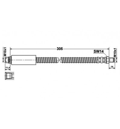 Flexible de frein avant Peugeot 206 Flexibles de frein