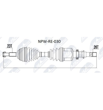 Cardan - Cardan de transmission avant droit Nty npw-re-030 pour Renault Kangoo 2 Mégane 2 NPW-RE-030