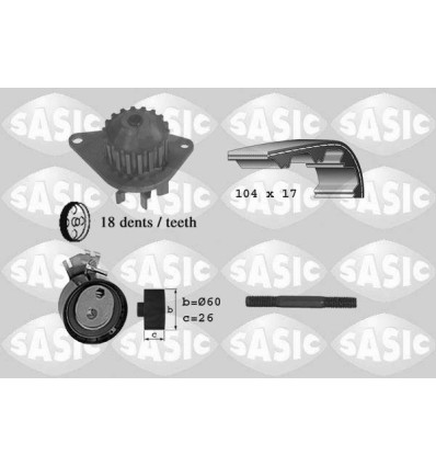 Distribution - Kit de distribution avec pompe à eau Sasic 3900003 pour Citroën Fiat Peugeot 3900003