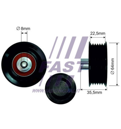 Autre - Poulie renvoi/transmission courroie trapézoïdale à nervures compatible pour Peugeot Ford Citroën Fiat FT44593