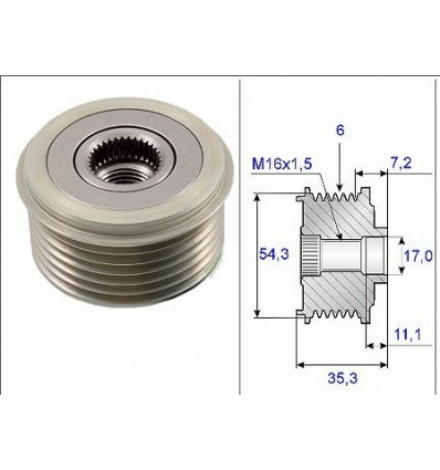 Alternateur - Poulie Alternateur pour Citroën Peugeot Fiat 2.0 Hdi 2.2 Hdi 2.8 Hdi ESA-CT-001