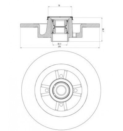 Disque arriere avec roulement Megane2 Scenic 2 270mm Megane 2 - Scenic 2