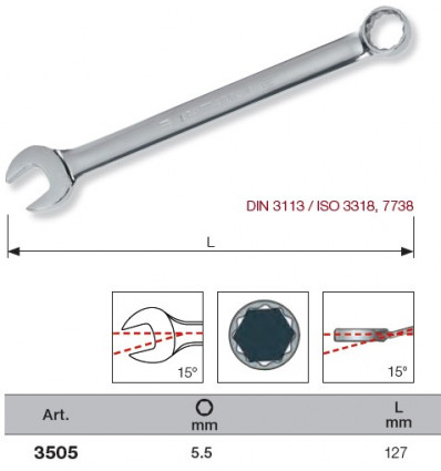 Clé de 5.5 plate polie 3505 Kraftwer