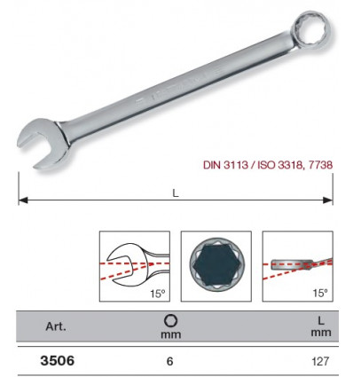 Clé de 6 plate polie 3506 Kraftwer