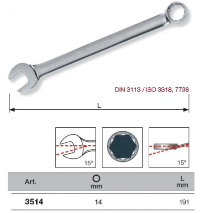 Clé plate - Clé de 14 plate polie 3514 Kraftwerk K-3514