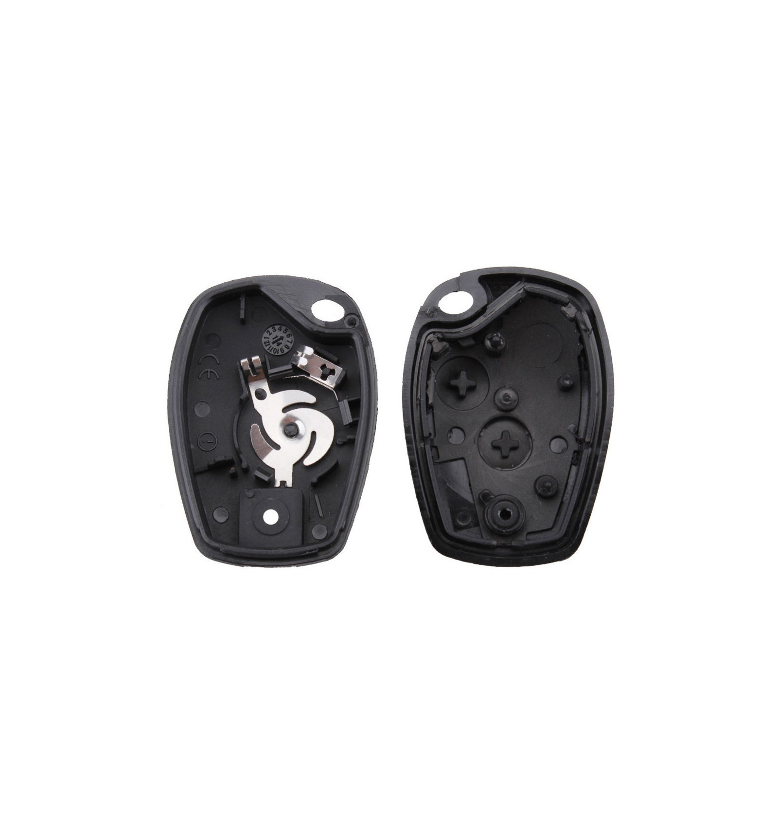 Coque de cle pour Renault Clio 3 Kangoo 2 Master Modus Twingo 2 (2 Boutons  avec Emplacement de pile avec Lame) - Origine Pièces Auto